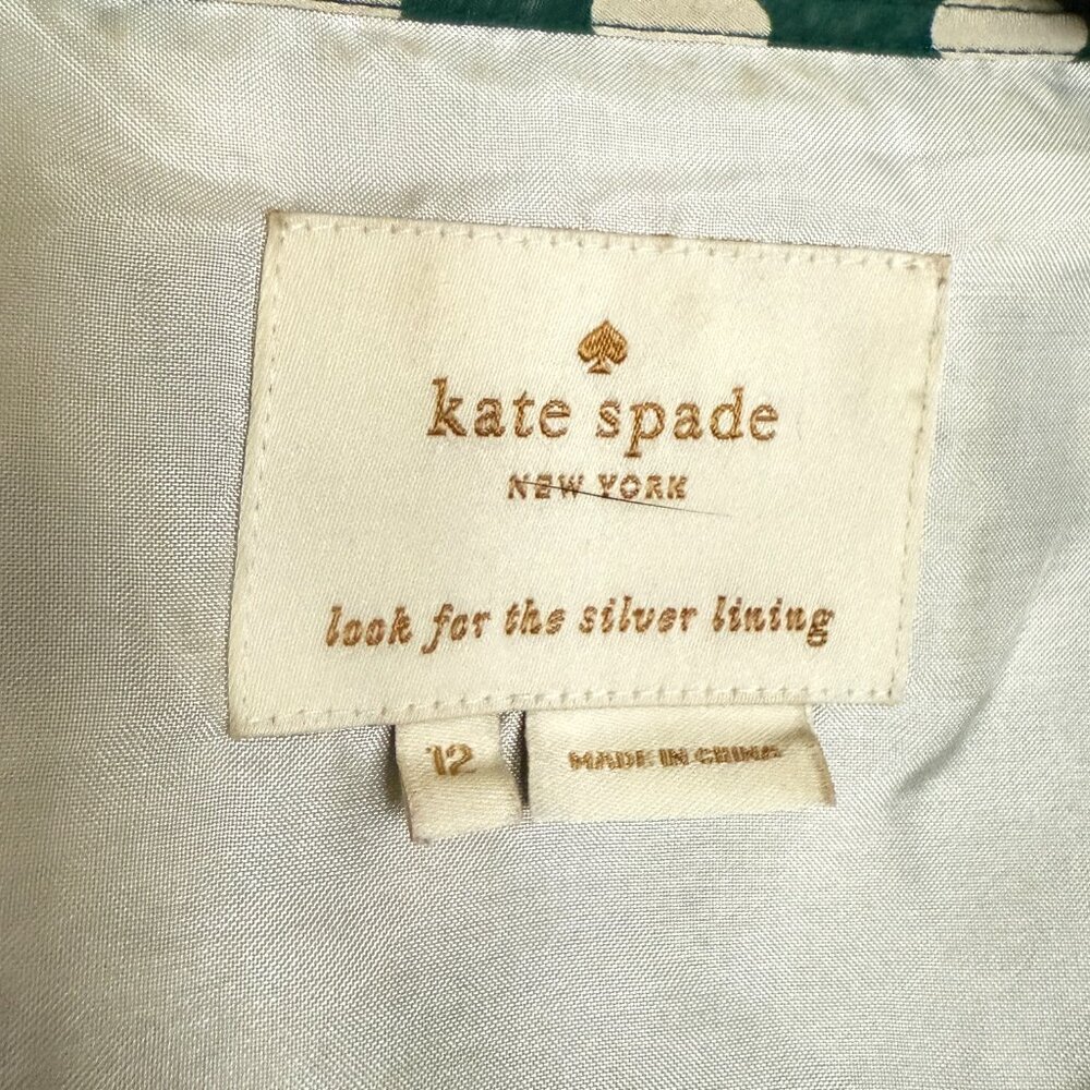kate spade Green and White Polka Dot Long Sleeve Wrap Dress - Picture 4 of 11